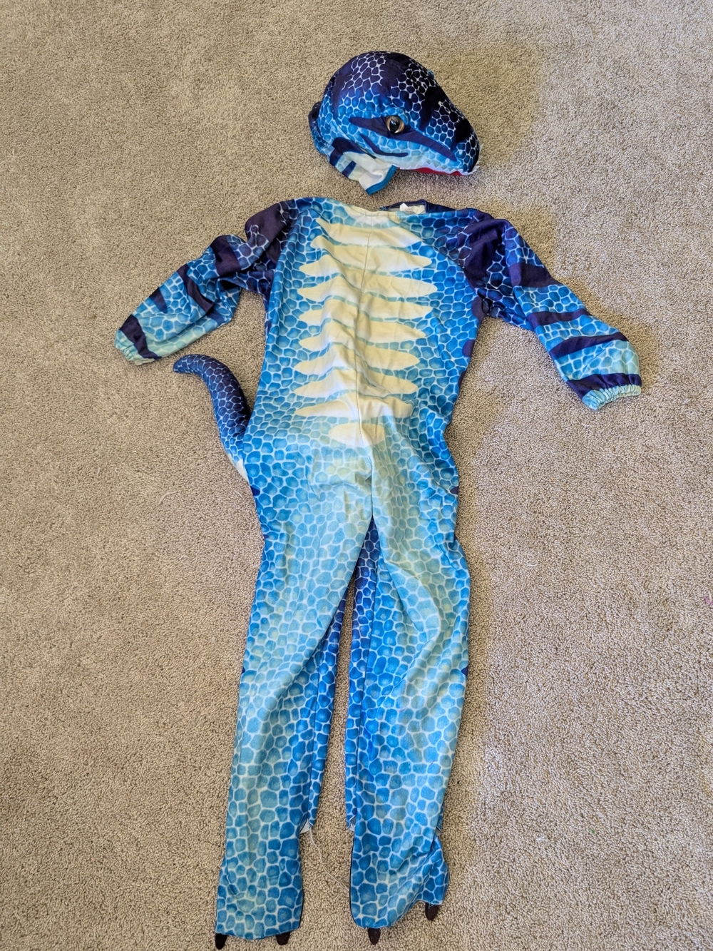 Kids Blue Dinosaur One-Piece Costume with Hood